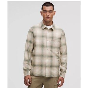 Lululemon Athletica Textured Overshirt in Shadow Plaid - Cream and Green